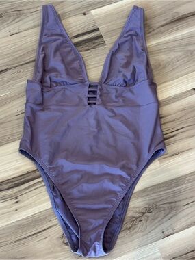 Shade & Shore Purple / Mauve One-Piece Swimsuit - Classic Scoop Front Womens XL